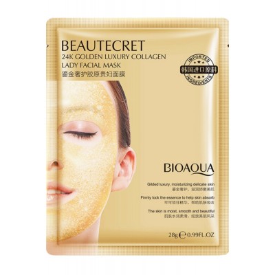 Гидрогелиевая маска с золотом golden luxury collagen lady facial mask 28g Bioaqua фото 1